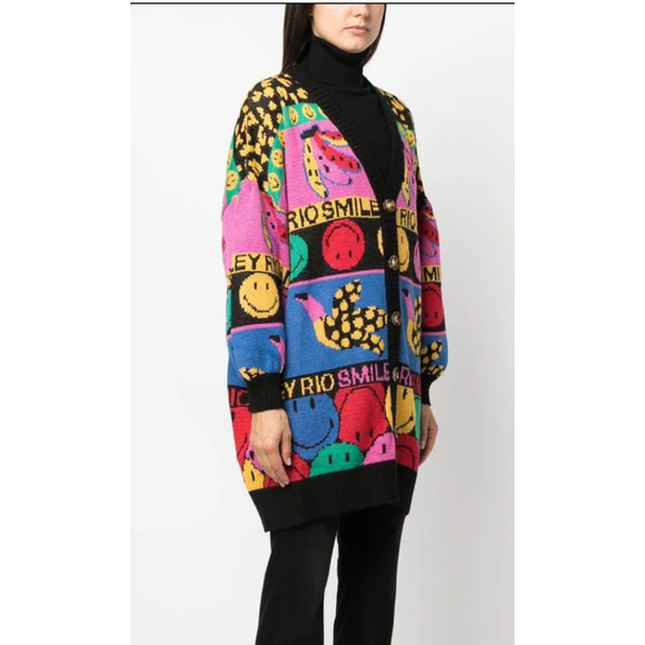 FARM Rio Sweaters - NWT Farm Rio Graphic Elements Ainika Smiley Cardigan